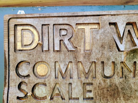 Handcrafted Wooden Sign Promoting Local Sustainability, Fort Wayne, Indiana