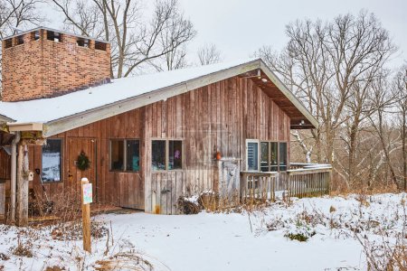 Photo for Rustic Winter Haven in Fort Wayne, Indiana - Snow-kissed Countryside Retreat at Whitehurst Nature Preserves - Royalty Free Image