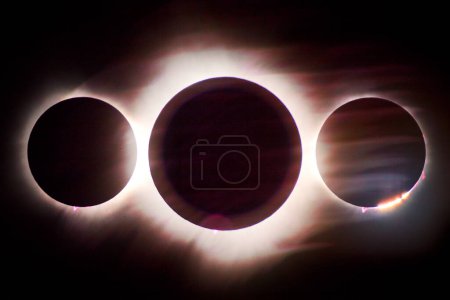 Trilogie de l'éclipse solaire dramatique en Spiceland, Indiana - Du premier contact à la totalité et au-delà
