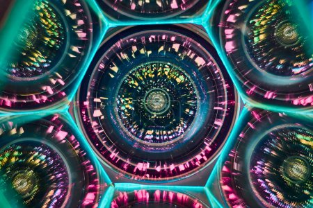 Lebendiges Kaleidoskopmuster erinnert an ein faszinierendes Linsenexperiment in Fort Wayne, Indiana