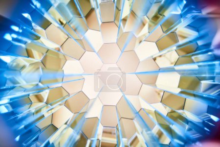 Vortografía abstracta que captura el viaje geométrico infinito en caleidoscopio, capturado en Fort Wayne, Indiana