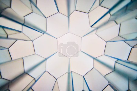 Abstract hexagonal kaleidoscope pattern revealing the complexity of modern design, captured in Fort Wayne, Indiana.