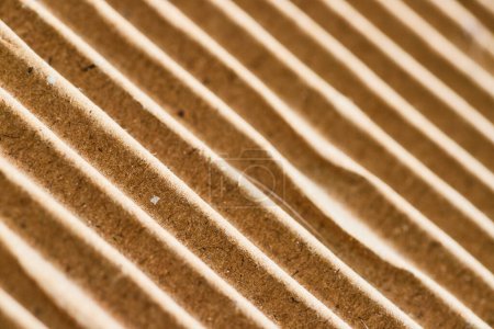 Vista macro de la textura de cartón ondulado marrón en Fort Wayne, Indiana, mostrando material sostenible para la industria del embalaje