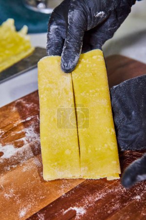 Artisanal pasta creation in a Fort Wayne kitchen, showcasing the process of crafting homemade Pappardelle pasta.