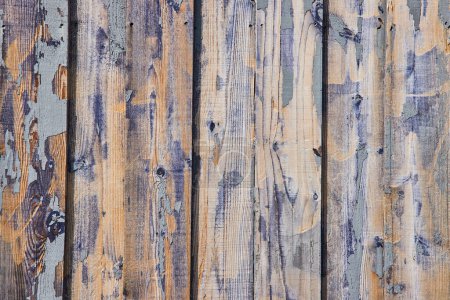 Rustikaler Vintage-Charme: Verwitterter blauer Zaun in Spiceland, Indiana zeigt die Schönheit natürlicher Alterung und Verwesung in Großaufnahme