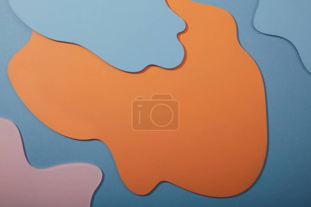 Foto de Fondo de láminas acrílicas de color creativo abstracto en colores rosa, azul y naranja con líneas curvas. Productos o publicidad de productos cosméticos - Imagen libre de derechos