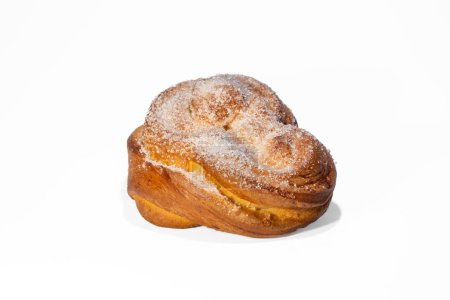 Photo for Sweet bun on a white background. Isolated. Plushka bun from Berdyansk bakery - Royalty Free Image