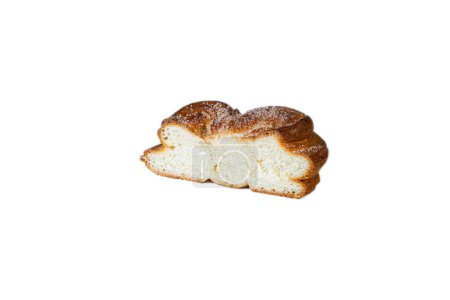 Photo for Sweet bun in section on a white background. Isolated. Plushka bun from Berdyansk bakery - Royalty Free Image