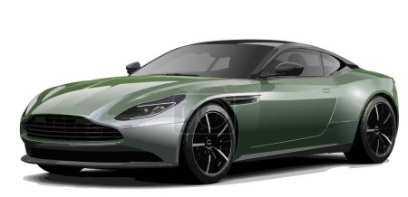 Ilustración de Moderno coche rápido estilo verde 3d estilo realista diseño de arte gráfico aislado fondo blanco - Imagen libre de derechos