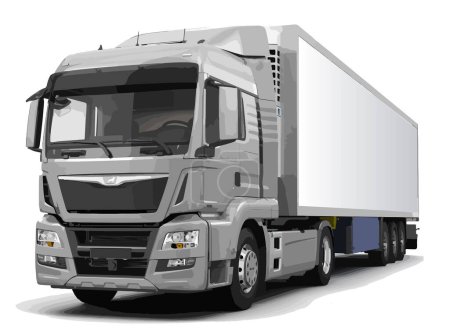 Téléchargez les illustrations : Camion cargo route isolé fond blanc gris conception vectorielle modèle - en licence libre de droit