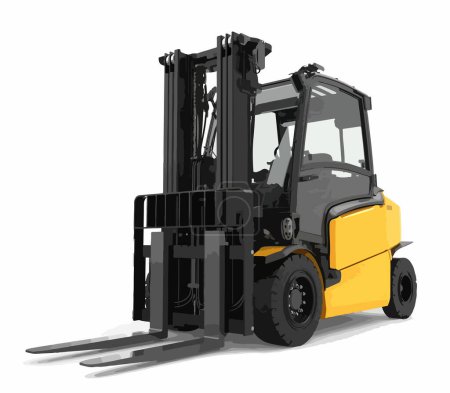Illustration for Forklift art design vector Warehouse template services. Warehousing, storage, sorting, loading of goods Automatic robotic forklift truck isolated white background - Royalty Free Image