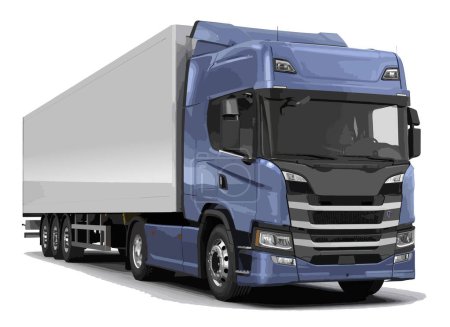 Ilustración de Moderno camión azul carretera de carga aislado fondo blanco gris diseño vector plantilla aislada - Imagen libre de derechos