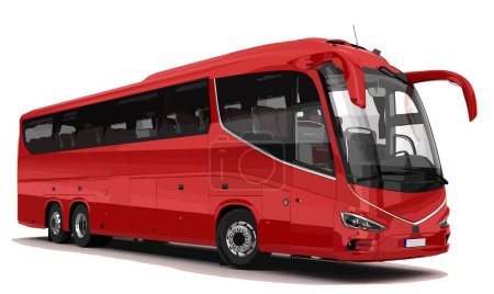 Illustration for High decker 3d red bus luxury vip first class travel vacation tourism tour public route Irizar Liverpool team fc football modern art design vector template isolated white background - Royalty Free Image