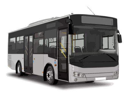 Téléchargez les illustrations : Bus transport public conception vectoriel modèle isolé blanc - en licence libre de droit
