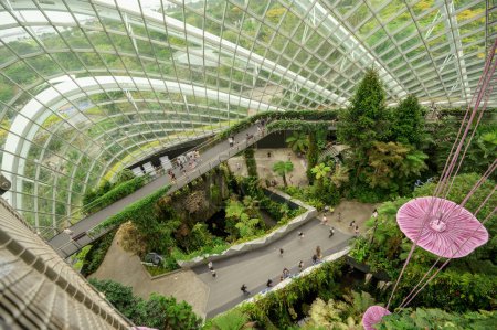 Photo for SINGAPORE - December 28th 2022 - Cloud Forest dome environment at Gardens by the Bay a tropical forest fantastic the popular travel destination in Singapore - Royalty Free Image