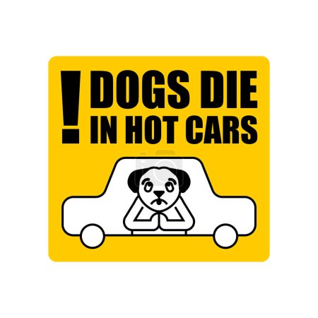 Illustration for Dogs die in hot car. Dangers Car sign - Royalty Free Image