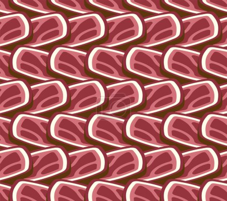 Cured meat slices Pattern seamless . meat delicacy Background