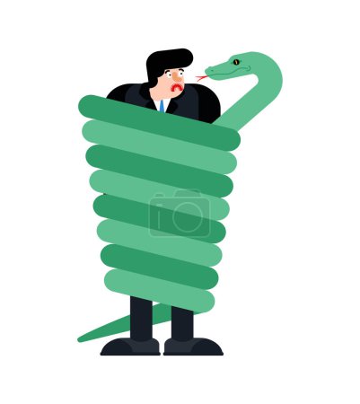 Illustration for Snake wrapped around man. Vector illustration - Royalty Free Image