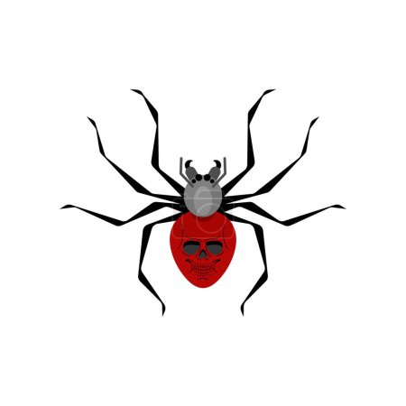 Illustration for Black widow spider isolated. Poisonous dangerous spider. - Royalty Free Image