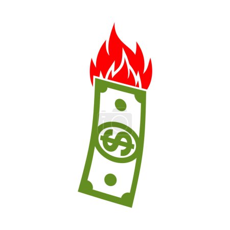 Illustration for Dollar is on fire. Burning money. Vector illustration - Royalty Free Image