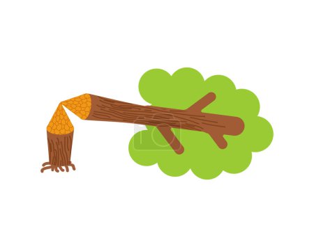 Téléchargez les illustrations : Arbre rongé par le castor. bûche forestière. Illustration vectorielle - en licence libre de droit