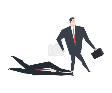 Ilustración de Equipo de liderazgo con el jefe. hombre sosteniendo jefe pierna como ella camina lejos - Imagen libre de derechos