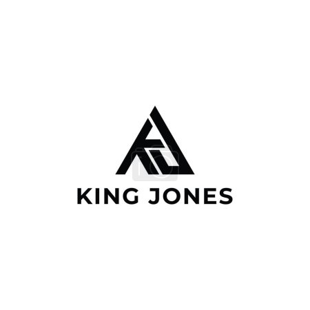Letra inicial abstracta Logotipo KJ o JK en color negro aislado en fondo blanco. Elegantes iniciales simples o monograma letras J y K logotipo de diseño. Letra triangular KJ para el logotipo del agente inmobiliario