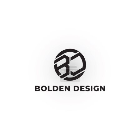 Letra inicial abstracta logotipo BD o DB en color negro aislado en fondo blanco. Vector de logotipo de letra creativa BD. Negro círculo letra BD para el servicio de diseño de interiores logotipo diseño inspiración plantilla.