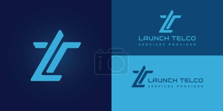Minimalist elegant line art letter LT logo presented with multiple background colors. The logo is also suitable for a telecommunication provider company logo design inspiration template