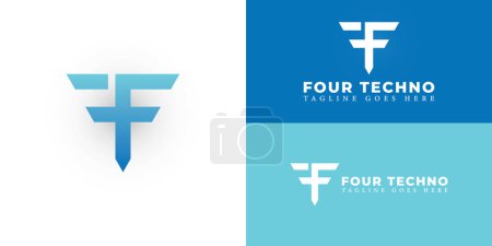 Téléchargez les illustrations : Résumé lettre initiale FT ou TF logo en couleur bleue isolé en fond blanc appliqué pour la technologie de l'immobilier logo également adapté pour les marques ou les entreprises ont le nom initial TF ou FT. - en licence libre de droit