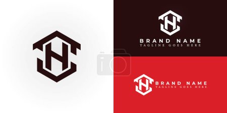 Abstract initial hexagon letter SH or HS Logo design Vector illustration in red color isolated on a white background. Abstract letter SH logo applied for Real Estate and Mortgage Company logo design