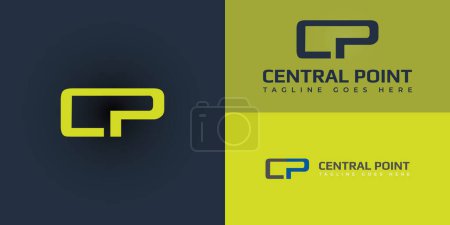 lettres initiales abstraites C et P en couleur jaune isolé en fond bleu profond appliqué pour la conception de logo de formation technologique convient également aux marques ou entreprises qui ont le nom initial CP ou PC
