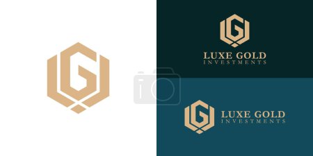 letras iniciales abstractas L y G en color oro aislado en fondo blanco y negro aplicado para el logotipo de la firma de gestión de activos también es adecuado para las marcas o empresas que tienen nombre inicial LG o GL