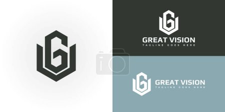 Abstrakter Anfangsbuchstabe GV oder VG-Logo in tiefgrüner Farbe isoliert mehrere grüne und weiße Hintergründe für Architektur-Logo auch geeignet für die Marke oder Firma haben Initialname VG oder GV