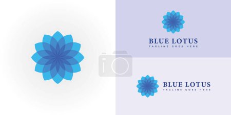Ilustración de Loto de flor abstracto con múltiples colores azul degradado presentado con múltiples colores de fondo blanco y pastel. El logotipo es adecuado para el bienestar y el spa de negocios logotipo de diseño de inspiración - Imagen libre de derechos