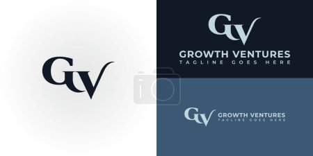 Abstract initial letter GV or VG in deep blue color presented with multiple white and deep blue background colors. The logo is suitable for business and consulting logo design inspiration templates.
