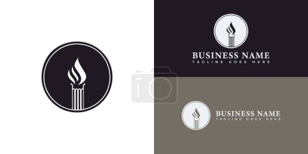 Flamme Fackel Logo Säule Symbol Vektor Illustration Design in schwarzer Farbe mit mehreren weißen, schwarzen und braunen Hintergrundfarben präsentiert. Das Logo eignet sich für die Gestaltung von Unternehmens- und Beratungslogos