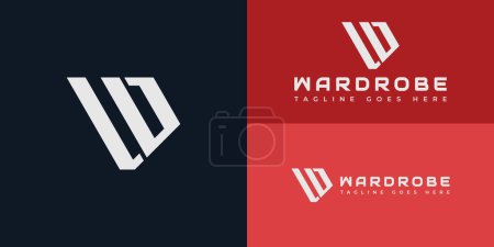 Abstrakter Anfangsbuchstabe WD oder DW Logo in weißer Farbe präsentiert mit mehreren Hintergrundfarben. Das Logo ist für aport Bekleidung Marke Logo Design-Inspirationsvorlagen geeignet.