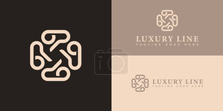 abstrakte Anfangsbuchstaben L oder LL Logo in weicher Goldfarbe isoliert in braunen Hintergründen für gehobene Boutique-Hotel-Logo auch geeignet für die Marken oder Unternehmen, die den Vornamen LO oder OL haben