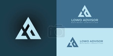 Abstract initial letter LA or AL logo in soft blue color isolated in multiple blue background colors applied for business and consulting company logo also suitable for other brands or companies