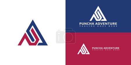 Letra inicial abstracta PA o logotipo AP en color rojo-azul aislado en múltiples colores de fondo aplicado para el logotipo de aventura deportiva también adecuado para las marcas o empresas tienen nombre inicial AP o PA.
