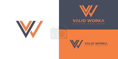 Illustration for Abstract Geometric Triangle Letter W or VW Logo in Orange and Gray color isolated on multiple background colors. The logo is usable for Business and Branding Company Logo design inspiration template - Royalty Free Image