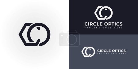 Abstract initial letter CO or OC logo in black color isolated in multiple backgrounds. Initial Letter CO Rounded Linked Circle Lowercase Logo. Black rounded letter CO logo for optical business logo