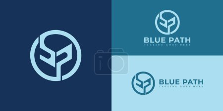 Abstract initial letter BP or PB logo in soft blue color isolated in multiple blue background colors. Initial BP or PB Letter Linked Logo design applied for business and consulting company logo design