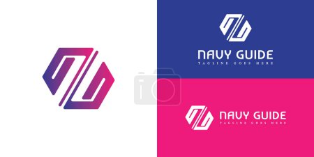 Abstract initial letter NG or GN in blue and pink color isolated in white background. NG or GN letter icon hexagon shape logo applied for a marketing agency company logo design inspiration template