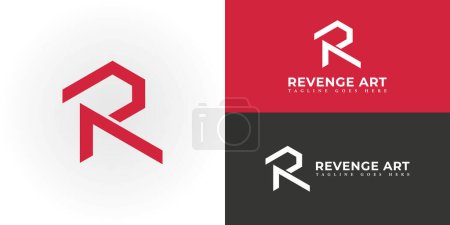 Abstract initial letter RA or AR in red color isolated on multiple background colors. Letter RA AR icon design with red color white background vector element applied for business and consulting logo