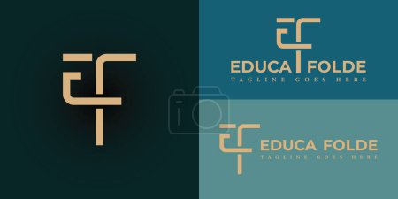 Resumen de la letra inicial EF o FE en color oro aislado sobre múltiples fondos. Letra inicial CF o Logo EF. Estilo redondeado monograma aislado sobre un fondo blanco para el diseño del logotipo educativo
