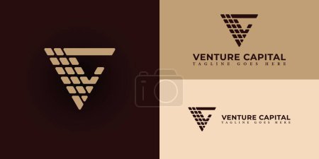 Lettre initiale VC ou CV logo icon design template elements vector in gold color isolated on multiple background colors applied for business and consulting company logo design inspiration template