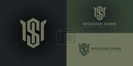 Initial letter WS or SW Logo Design with hexagon concept Vector Illustration Template in green color isolated on multiple background colors applied for the engineering company logo design inspiration