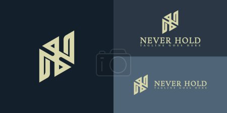 Abstraktes Alphabet-Buchstaben-Monogramm-Logo NH oder HN in weicher Goldfarbe isoliert auf mehreren Hintergründen. Abstrakte Buchstaben NH-Logo für Innenarchitektur Firma Logo Design Inspirationsvorlage angewendet